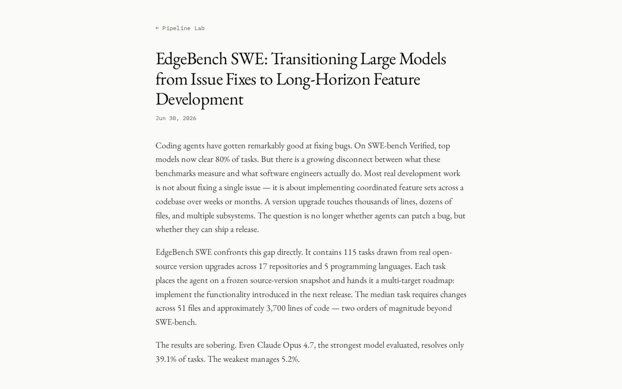 Preview of Edgebench Swe