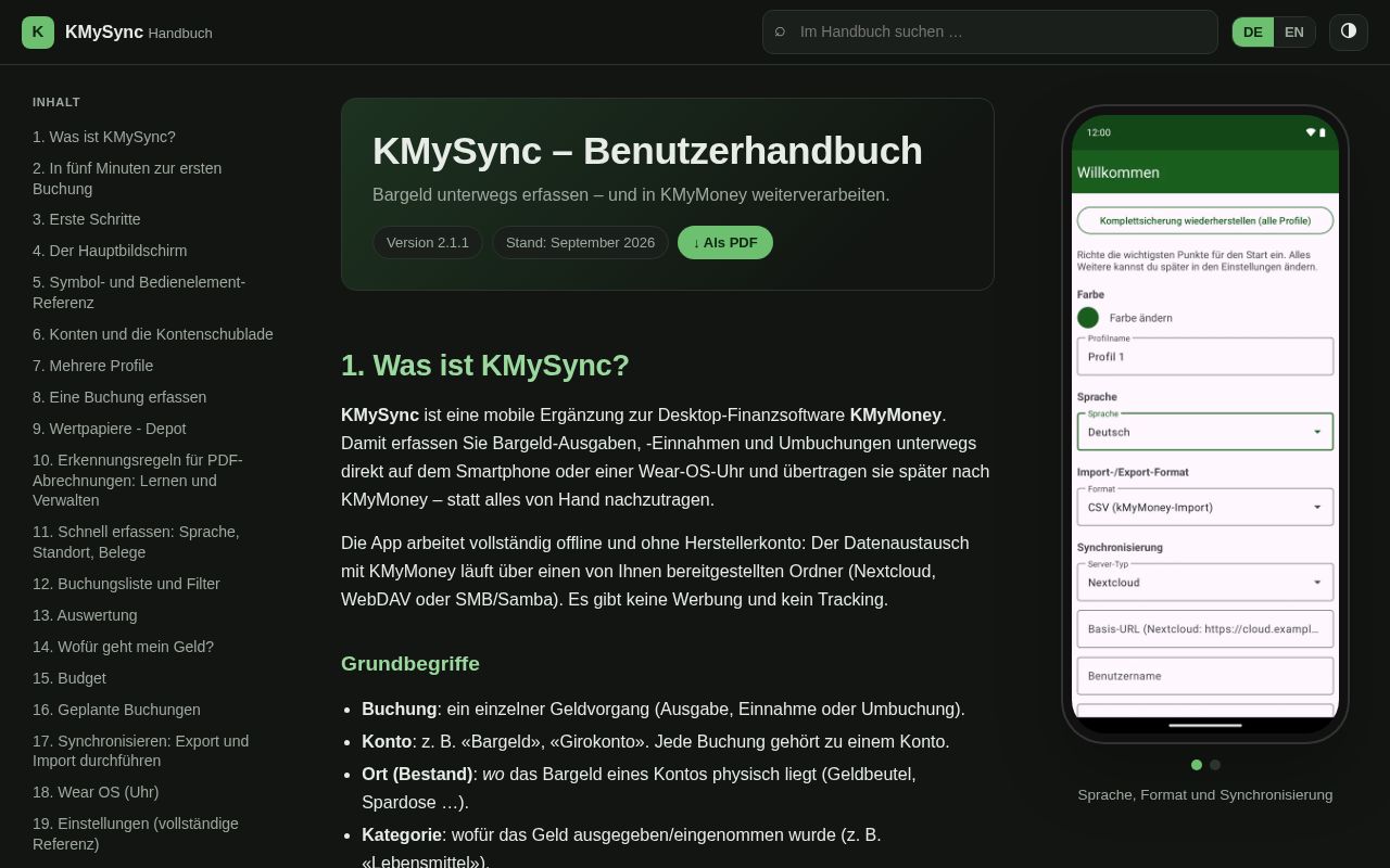 Preview of Kmysync Handbuch