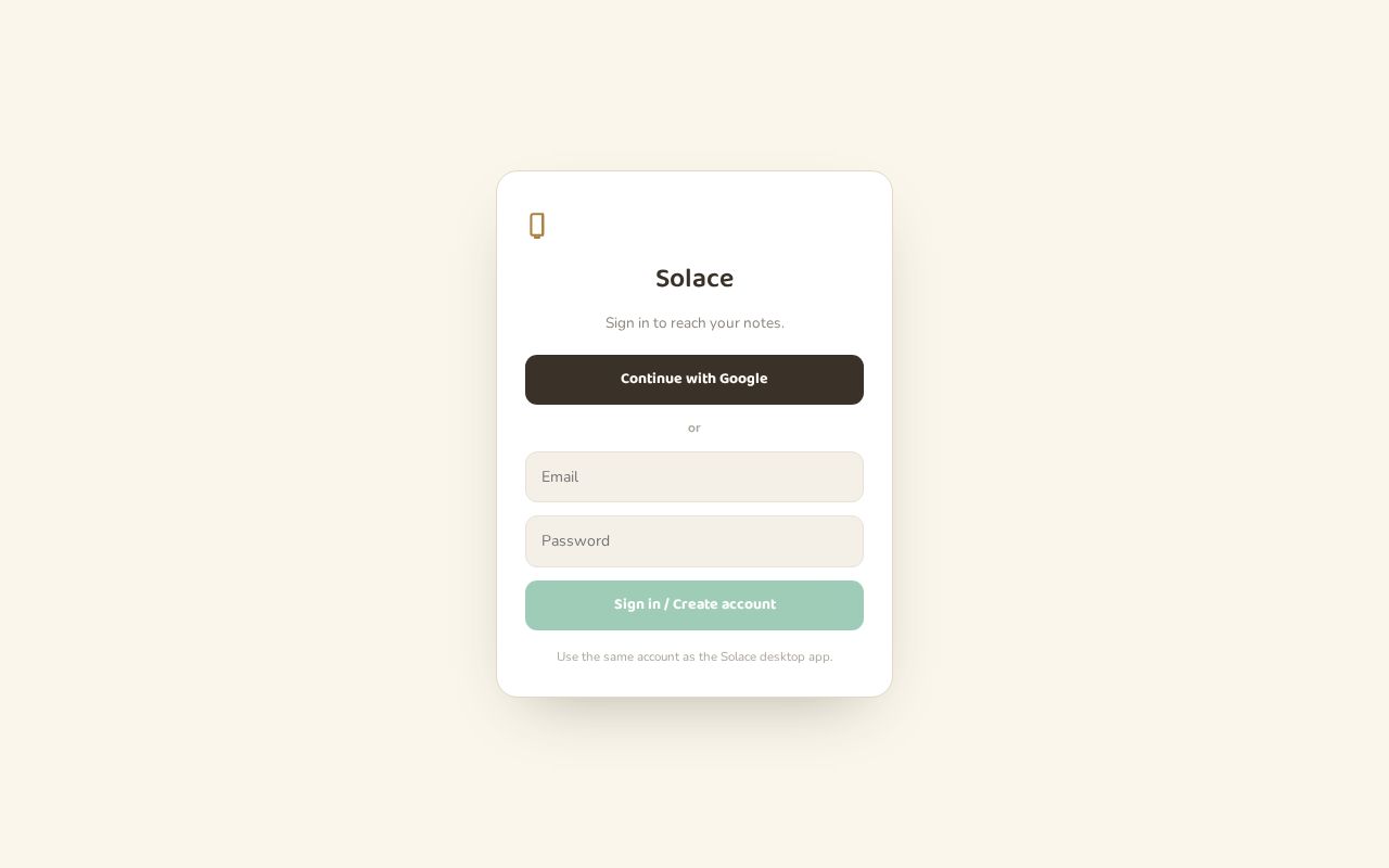 Preview of Solace — a calm notes app for Mac + web