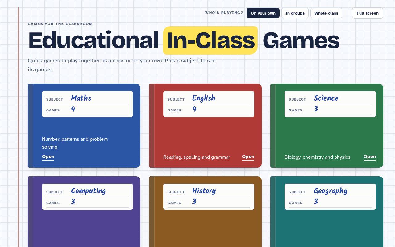Preview of In Class Games