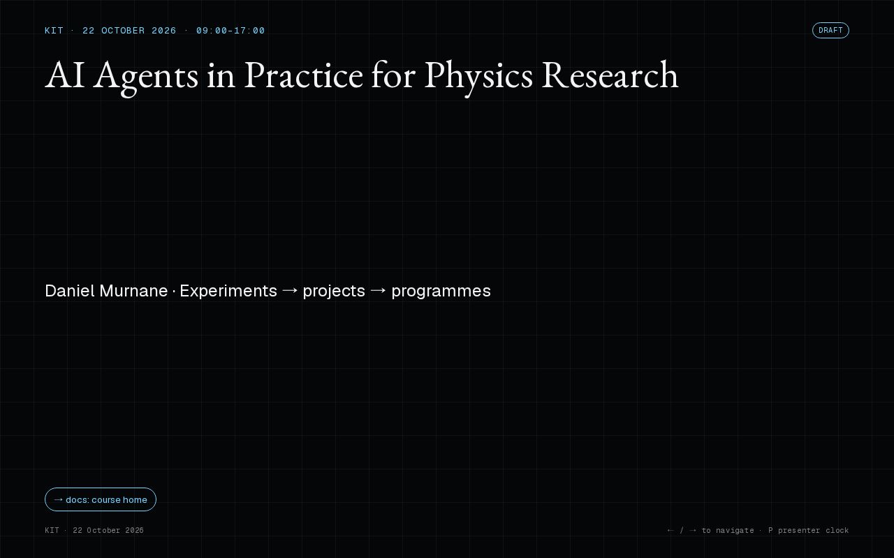 Preview of AI Agents in Practice for Physics Research