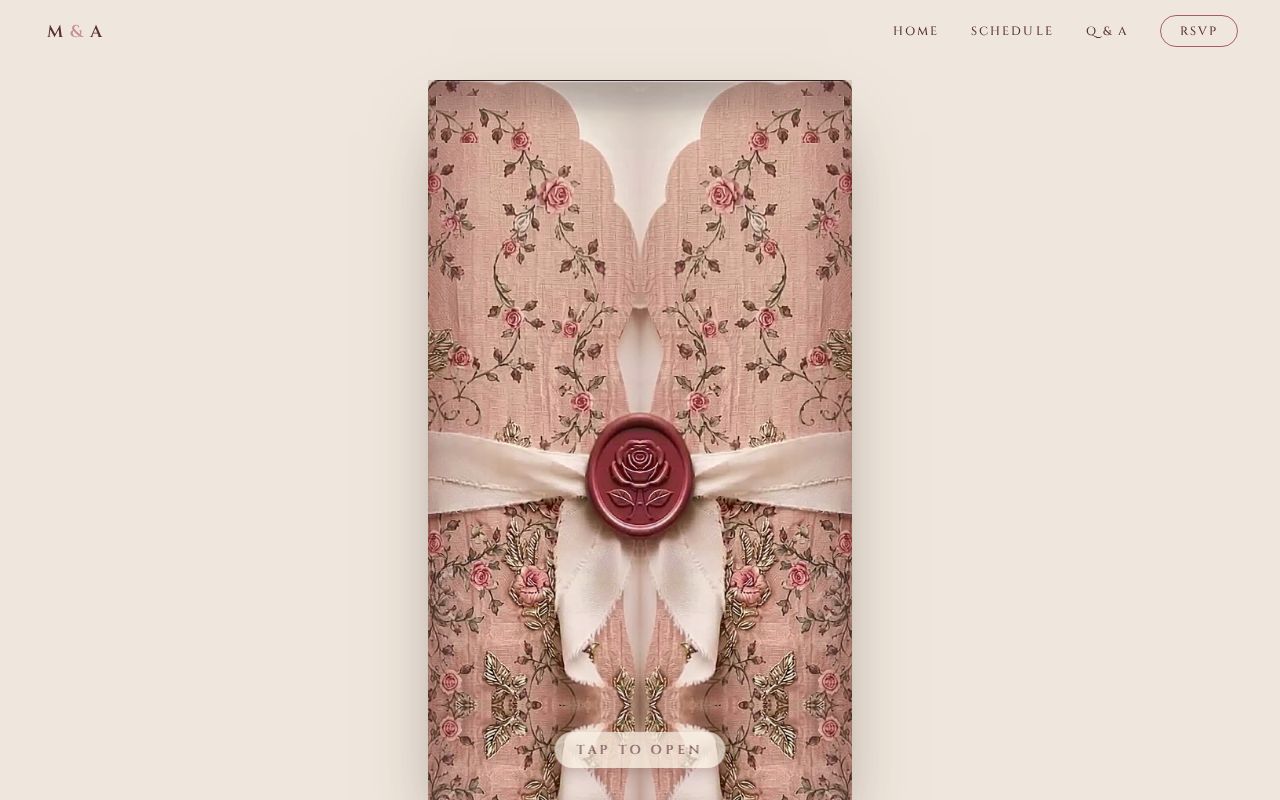 Preview of Maha & Ahsan Nikkah website (alternate welcome photo)