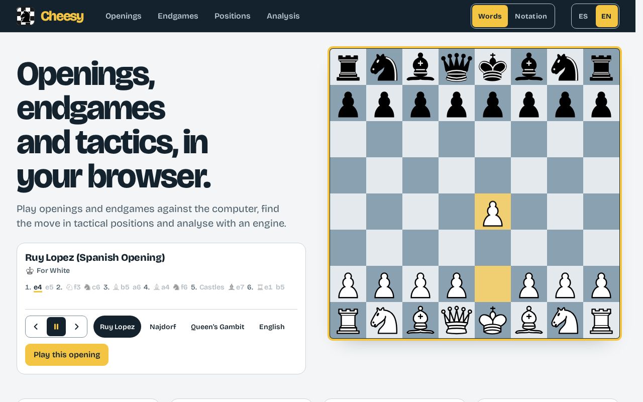 Preview of Chess openings, endgames and tactics in your browser