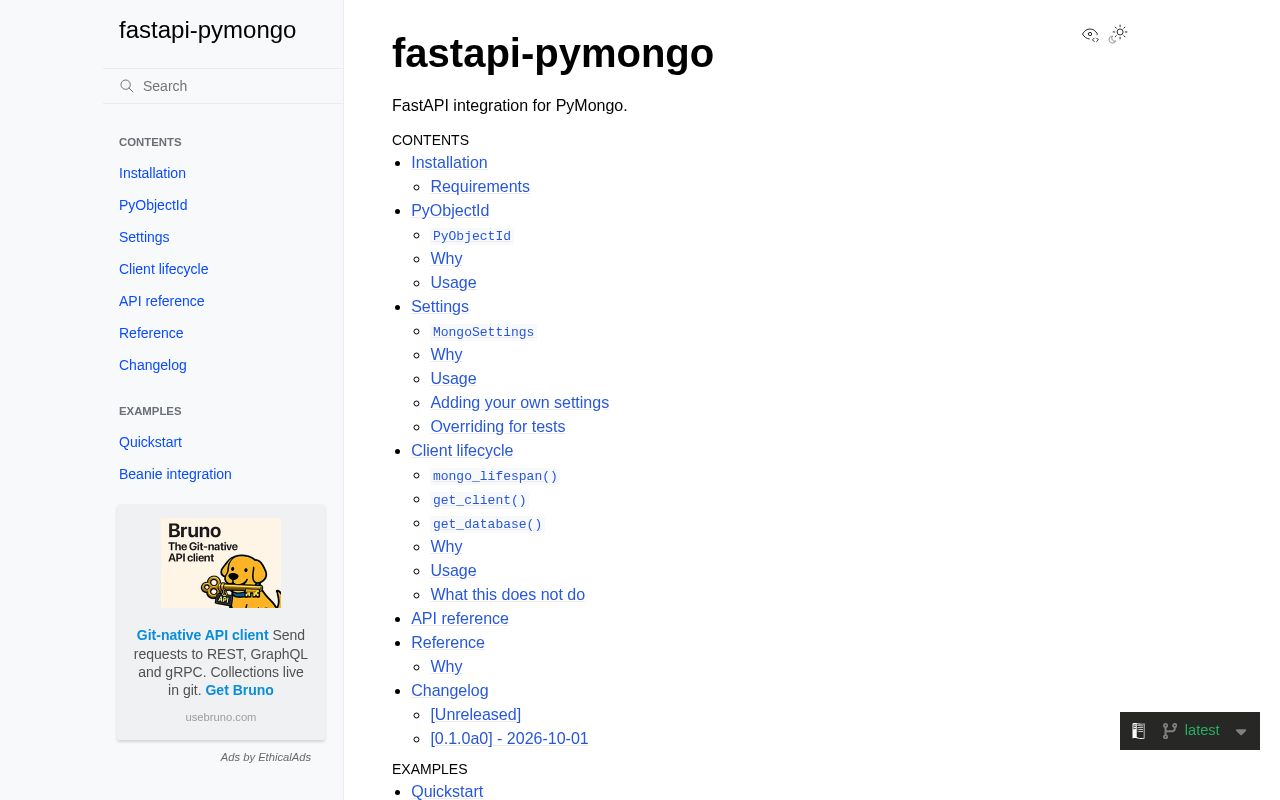 Preview of Fastapi Pymongo