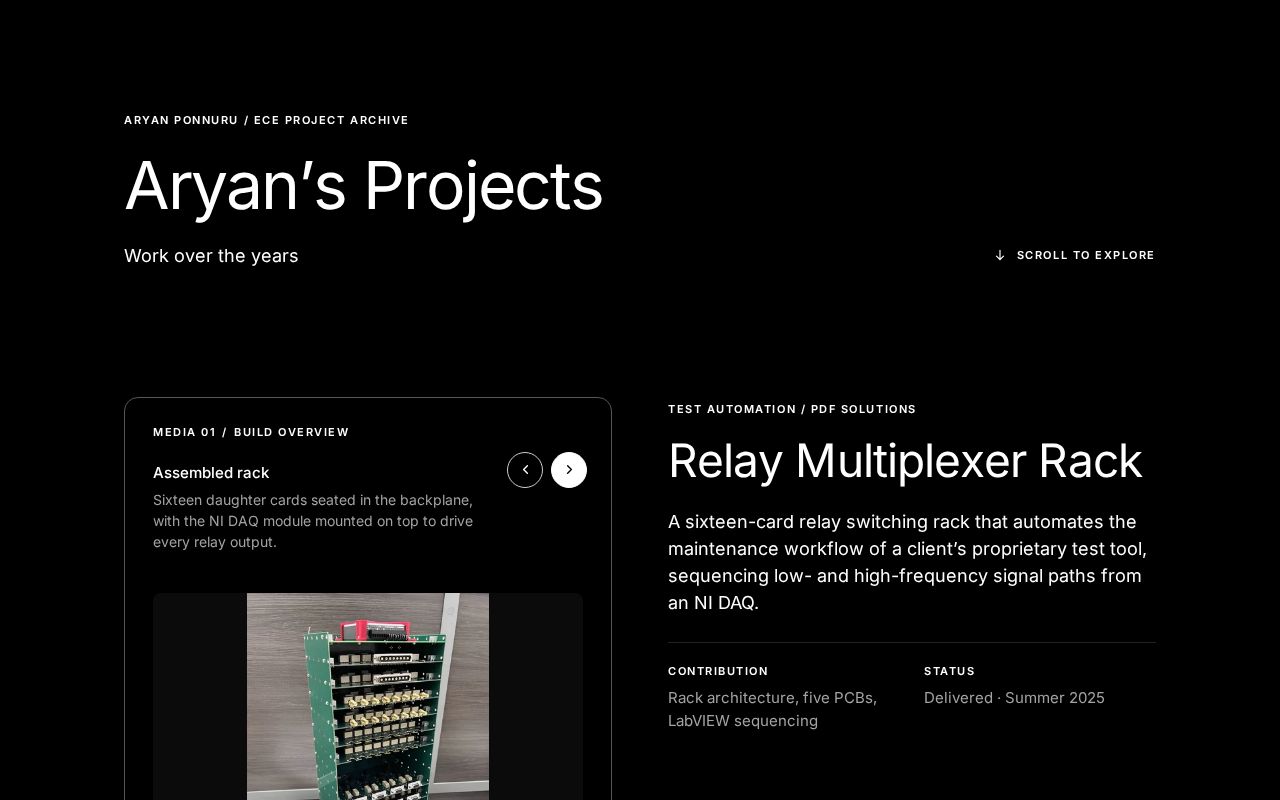 Preview of Portfolio site for Aryan Ponnuru - hardware, embedded and robotics projects