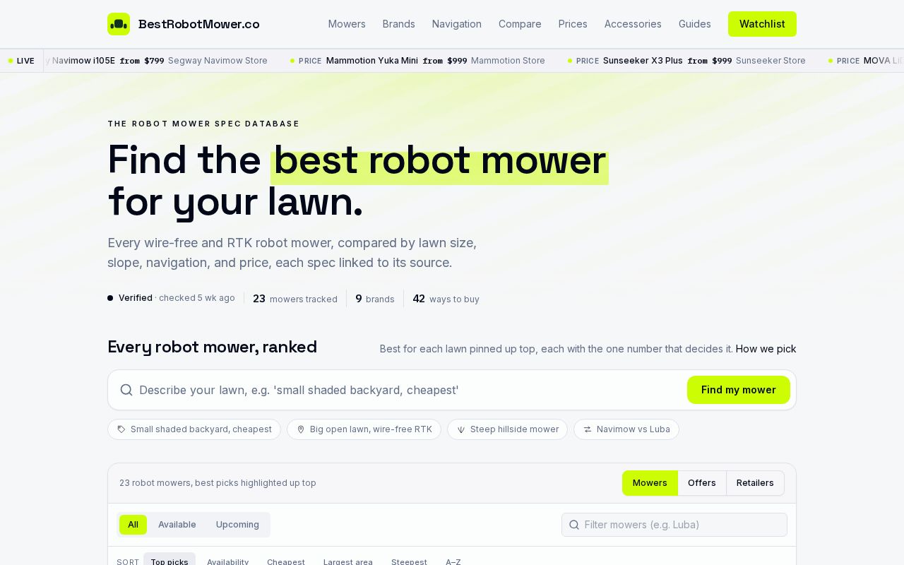 Preview of Robot Lawn Mower Specs