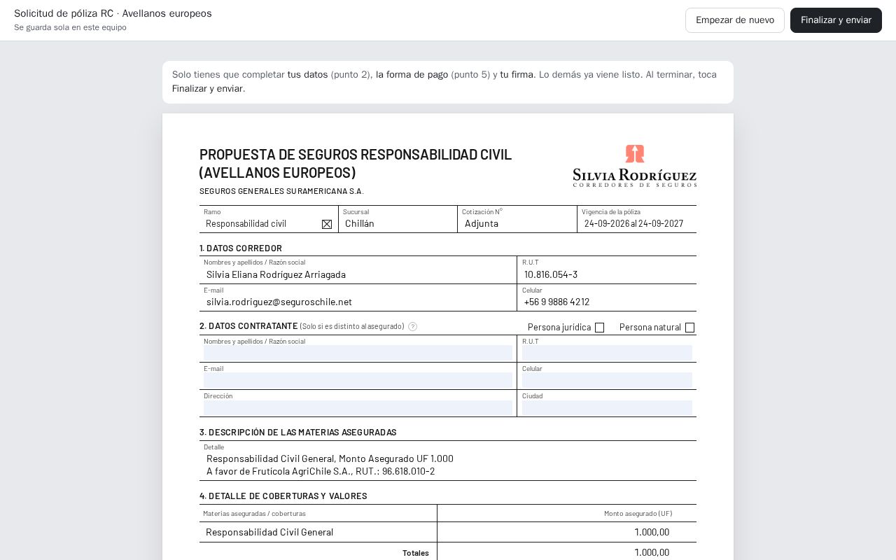 Preview of Solicitud de Póliza RC