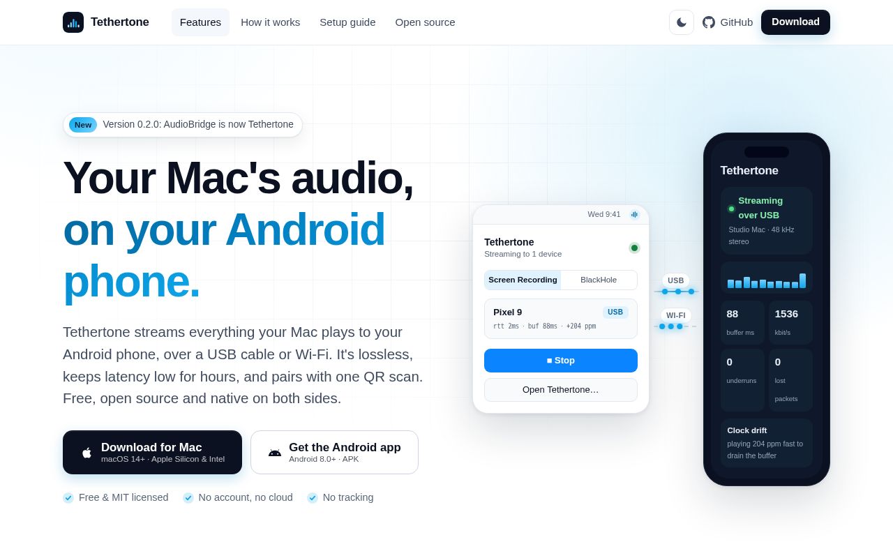 Preview of Tethertone Website