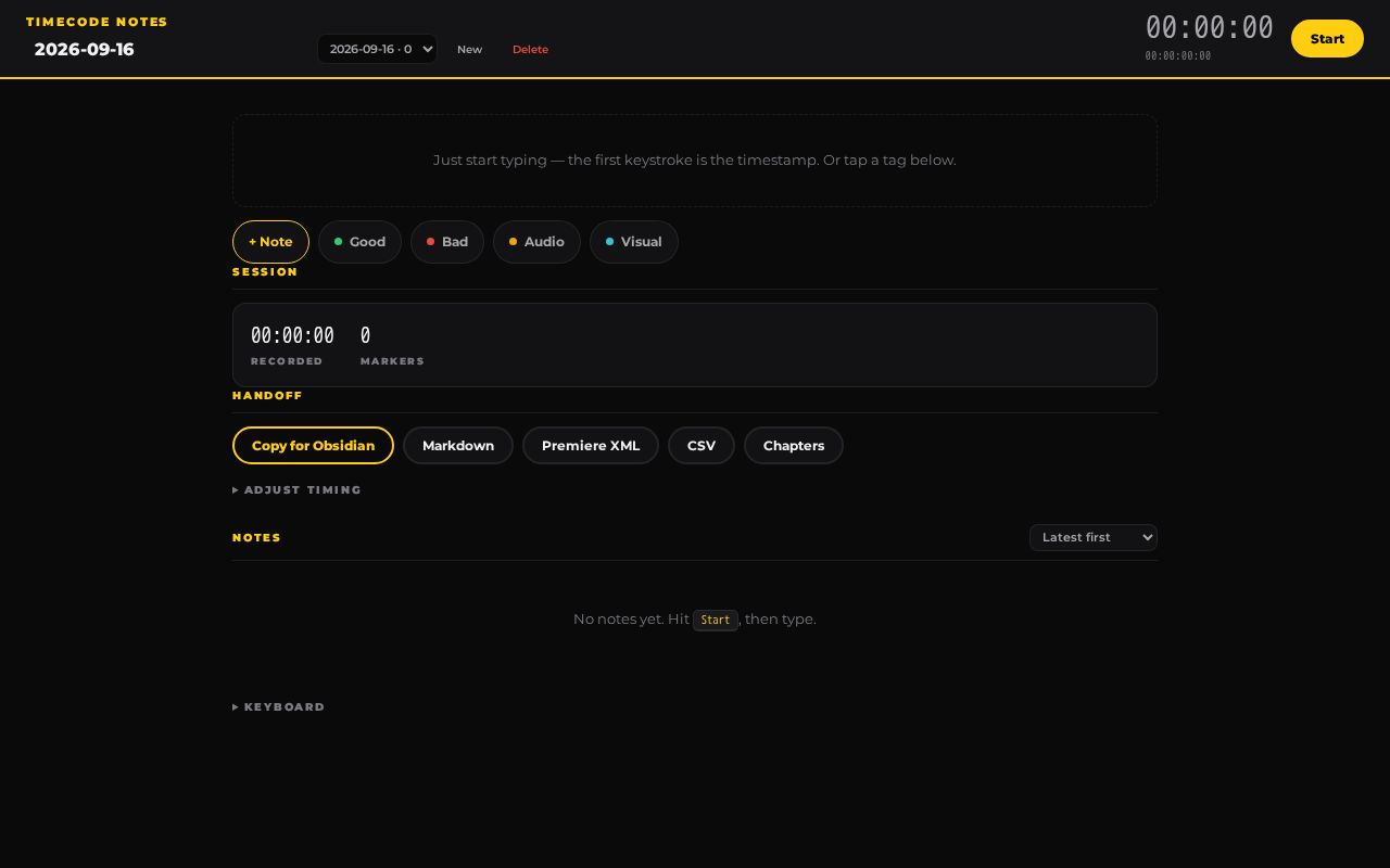 Preview of Timecode Notes