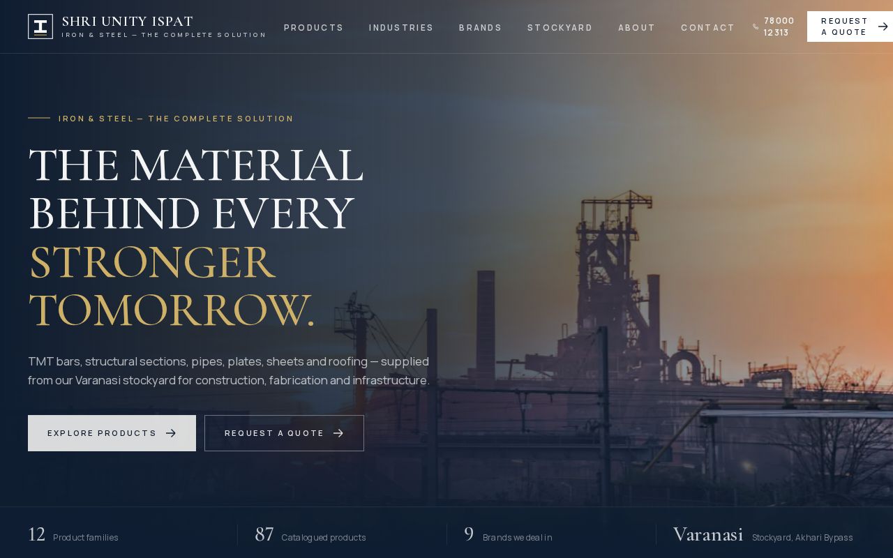Preview of Shri Unity Ispat Premium Website