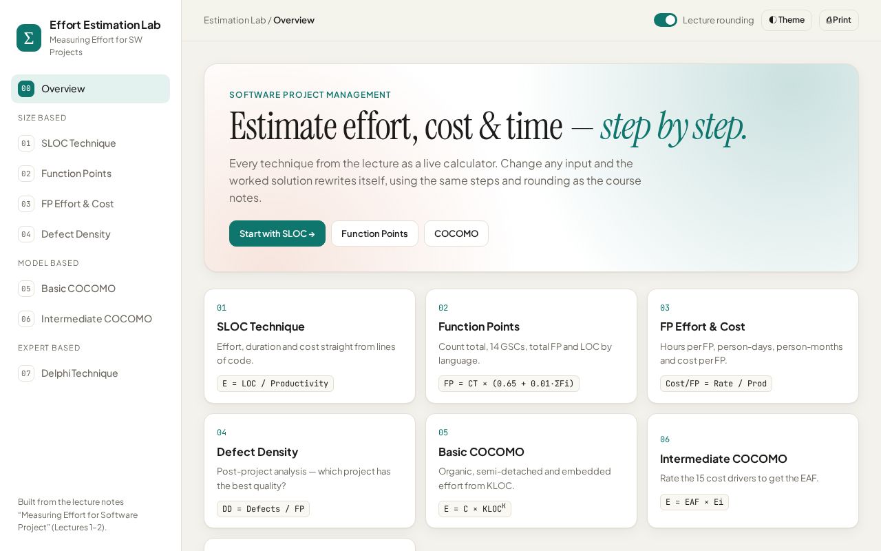 Preview of Effort Estimation Lab