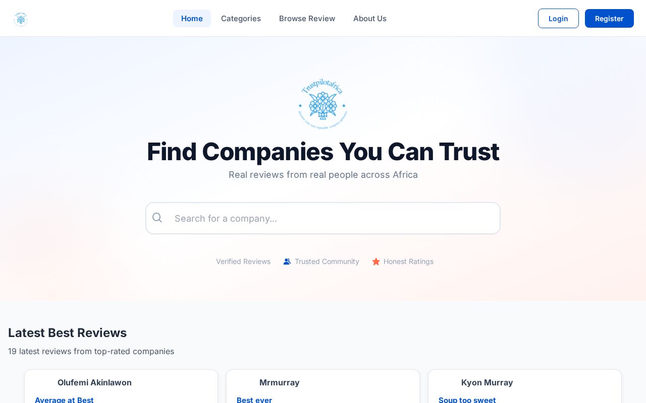 Preview of Trustpilot Africa Frontend