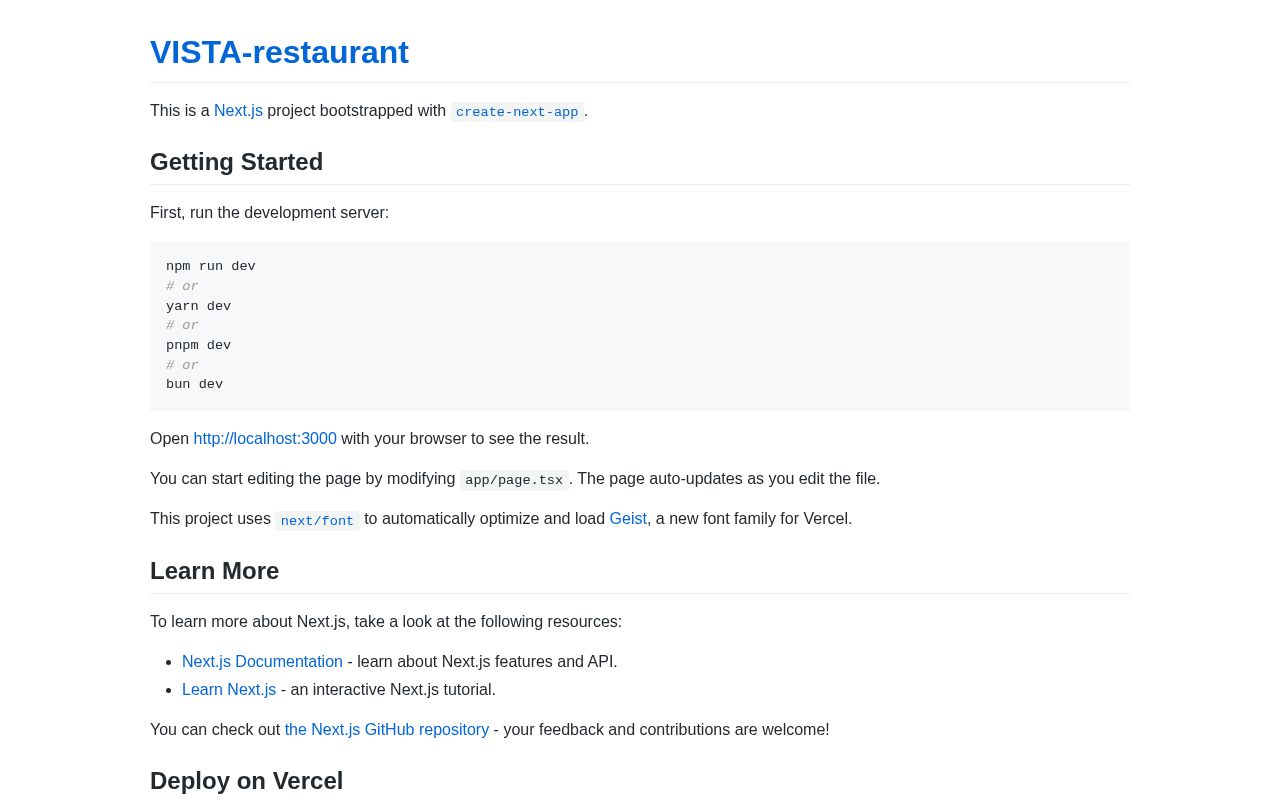 Preview of VISTA Restaurant