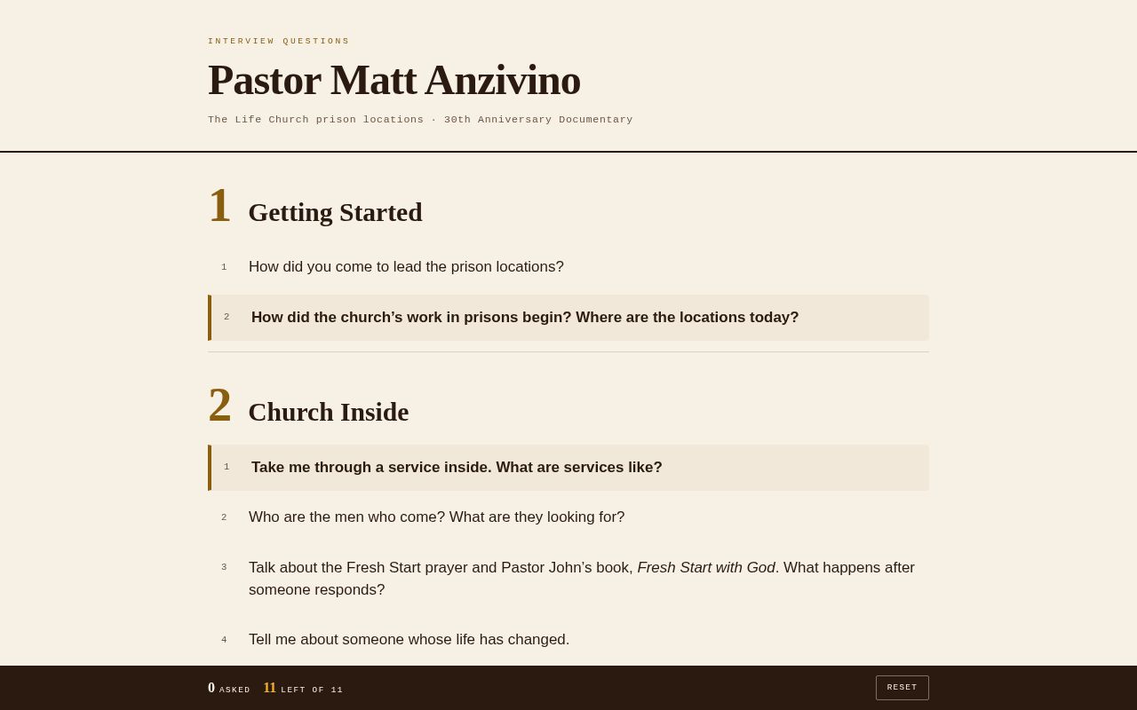 Preview of Matt Anzivino Questions
