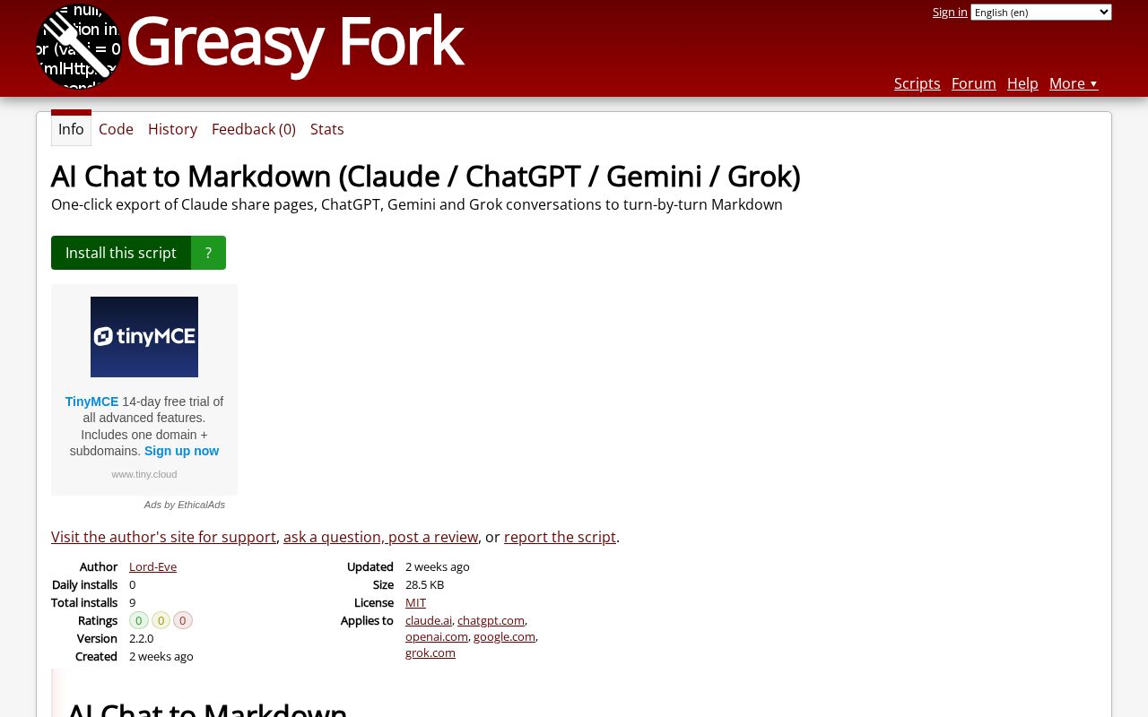 Preview of Ai Chat To Markdown