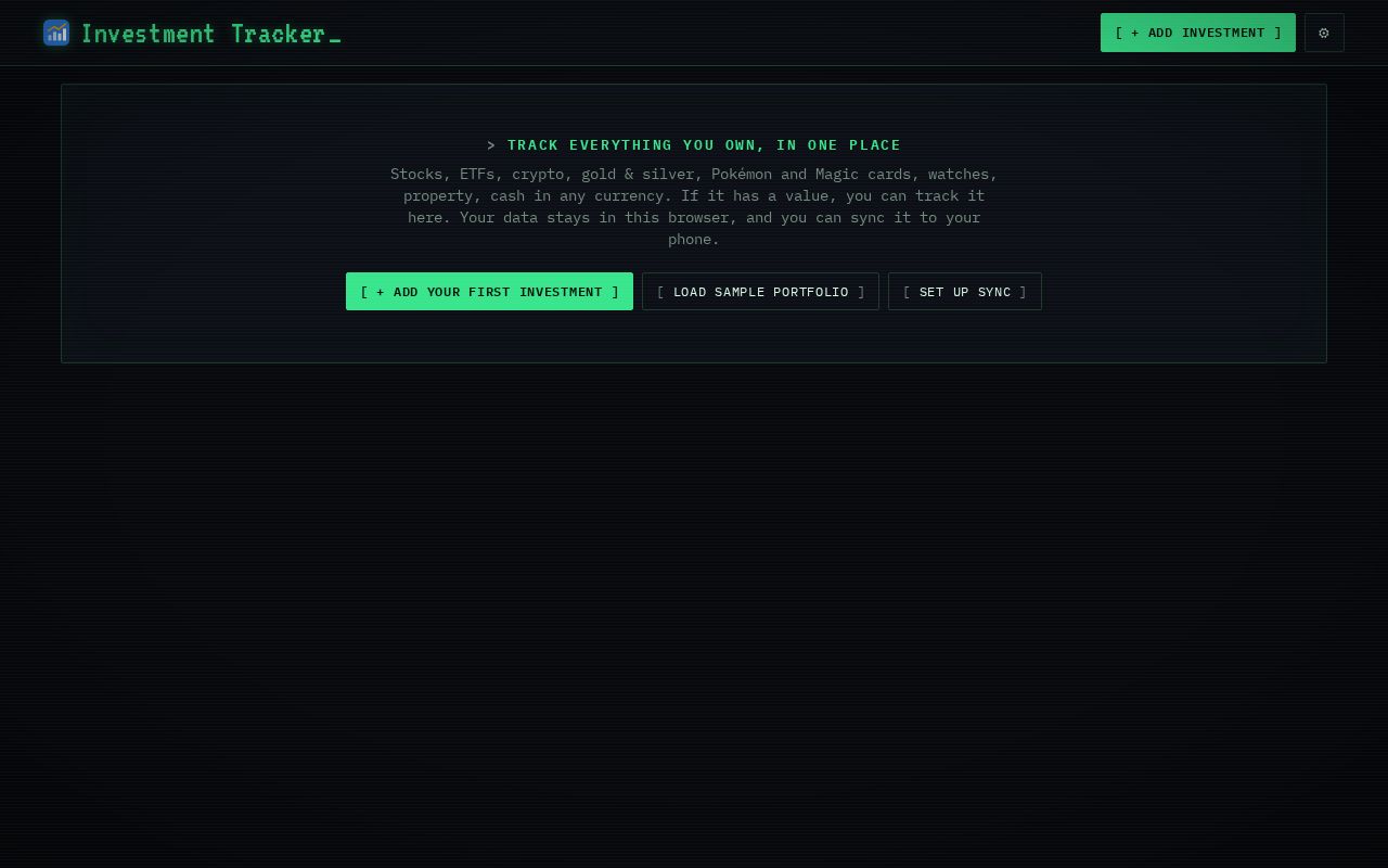 Preview of Investment Tracker