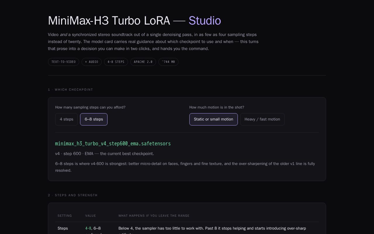 Preview of MiniMax H3 Turbo LoRA Studio
