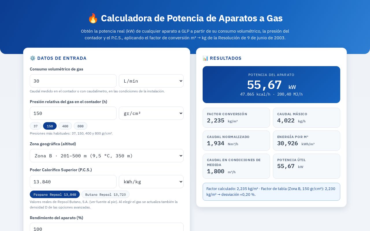 Preview of Calculadora Potencia Glp