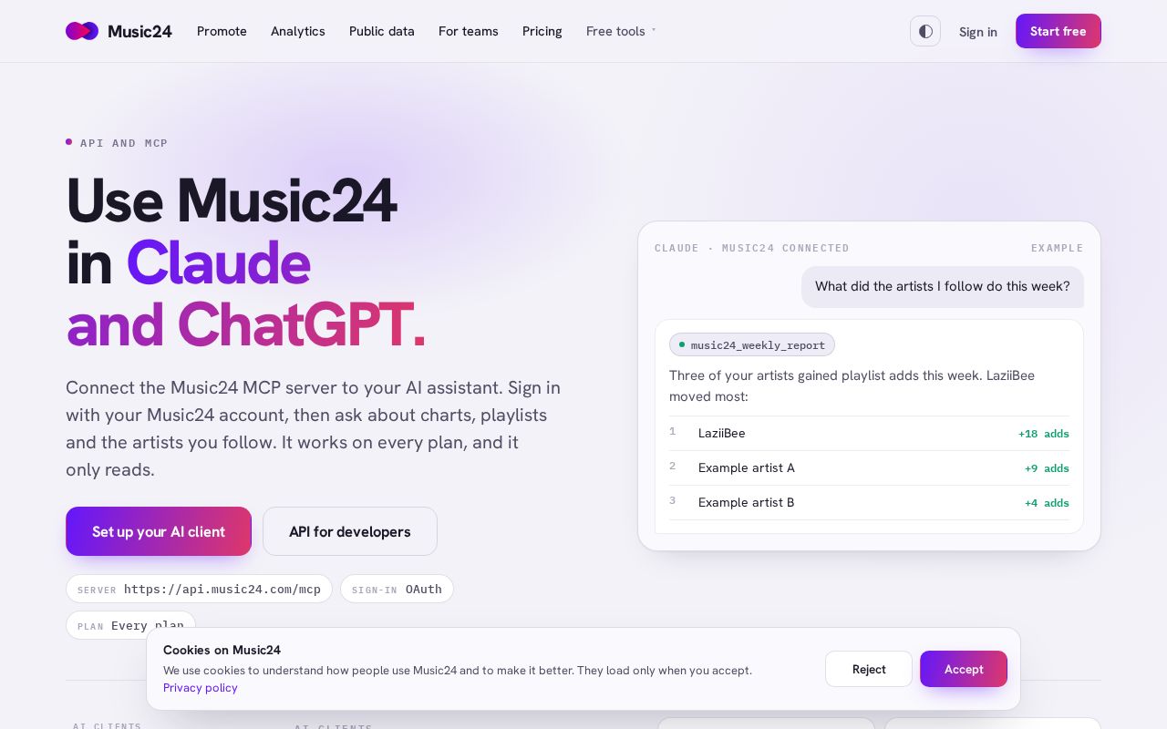 Preview of Music24 Claude Plugin