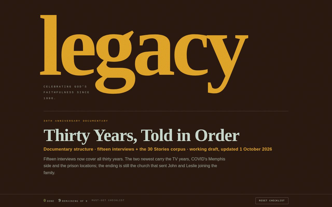 Preview of Thirty Years, Told in Order