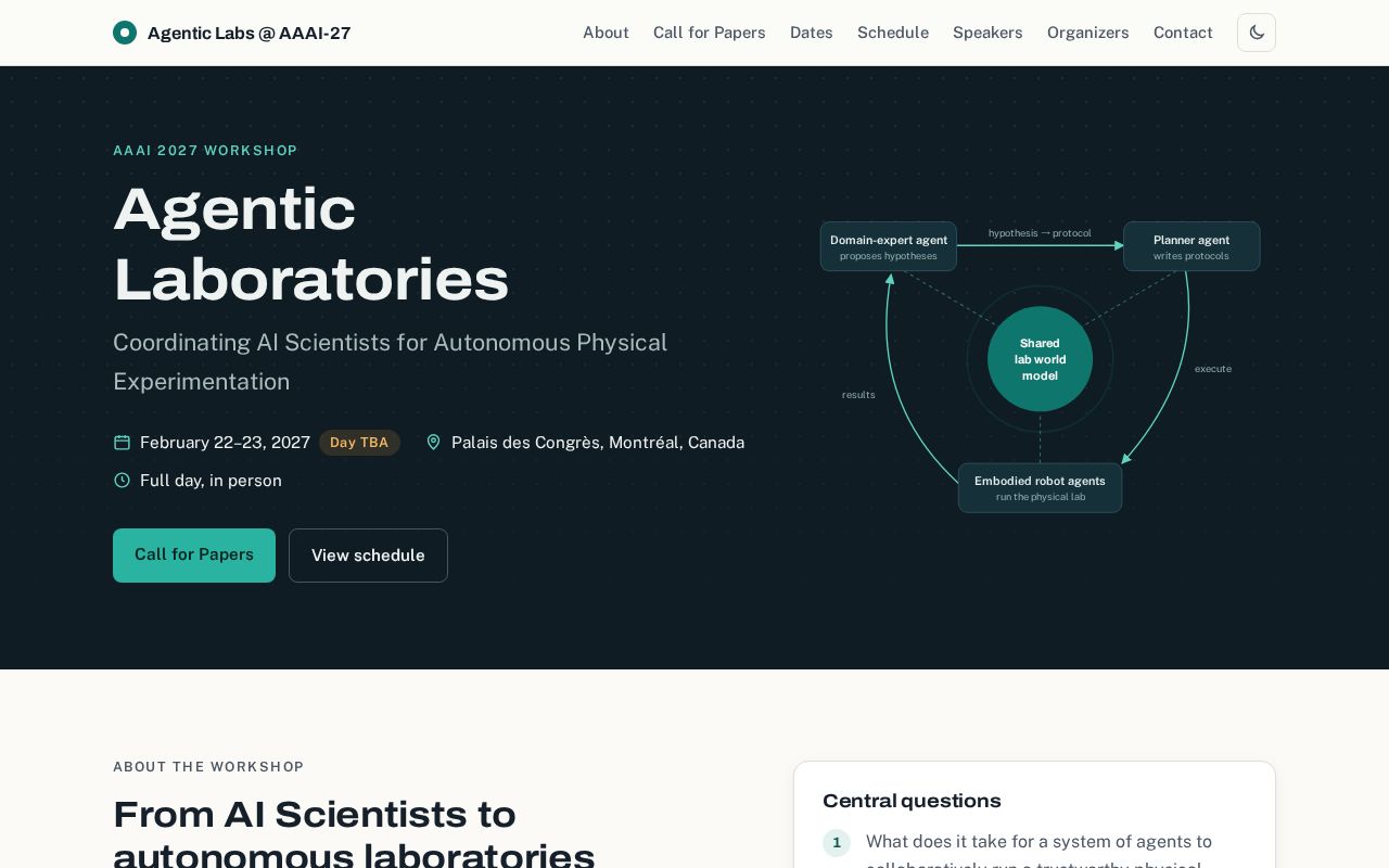 Preview of Agentic Labs Aaai27