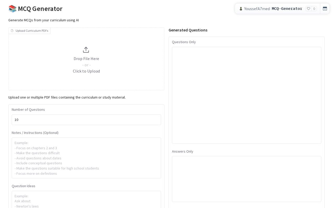 Preview of MCQ Generator