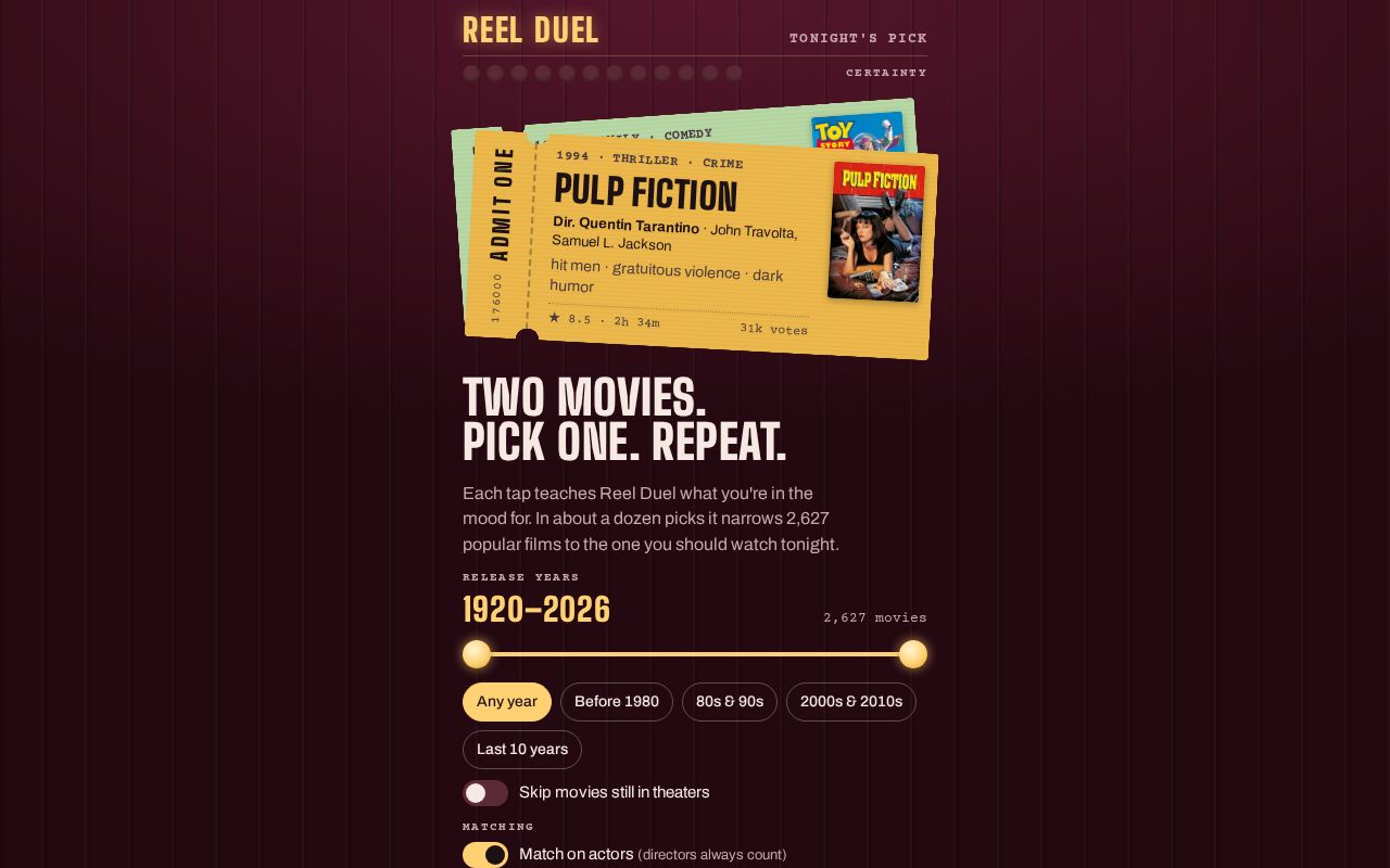 Preview of Movie Decider App