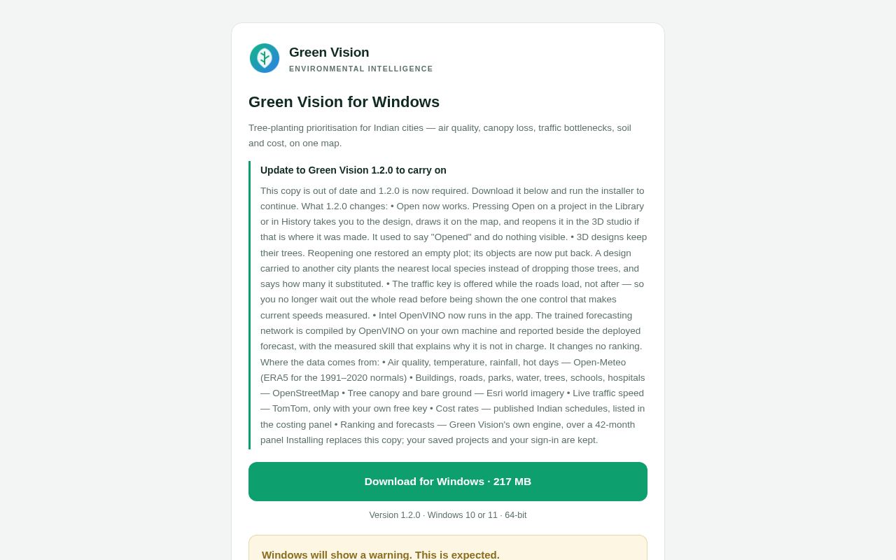 Preview of Download Green Vision for Windows