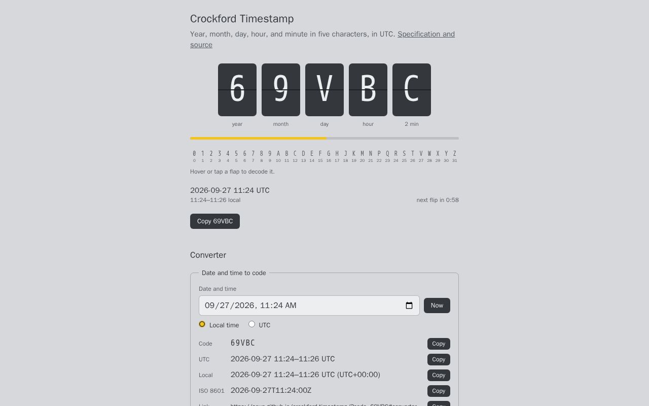 Preview of Crockford Timestamp