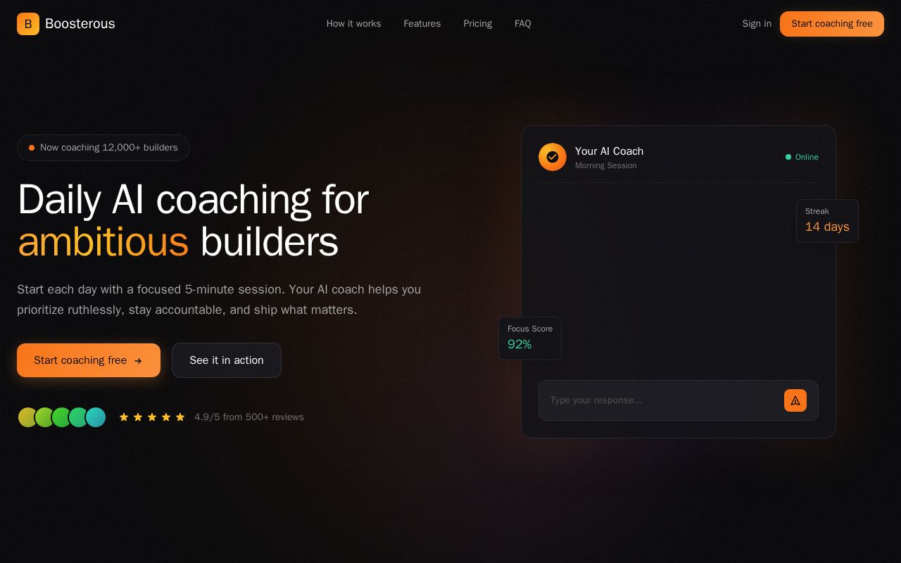 Preview of boosterous.app - Your Daily Planner