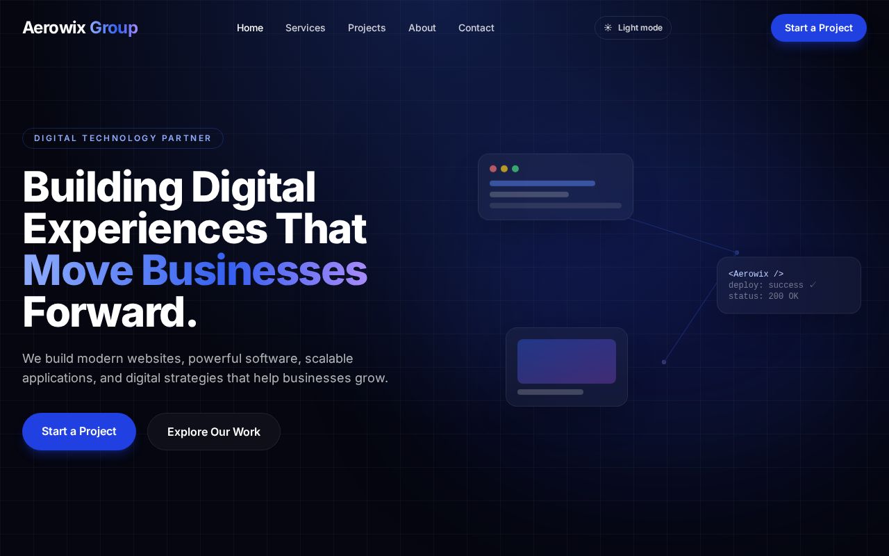 Preview of Aerowix Frontend