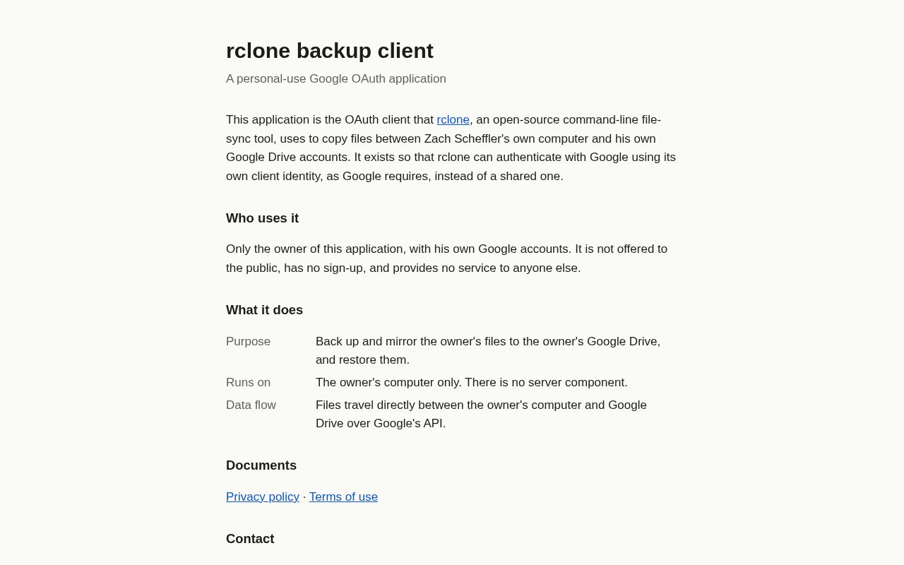 Preview of rclone backup client