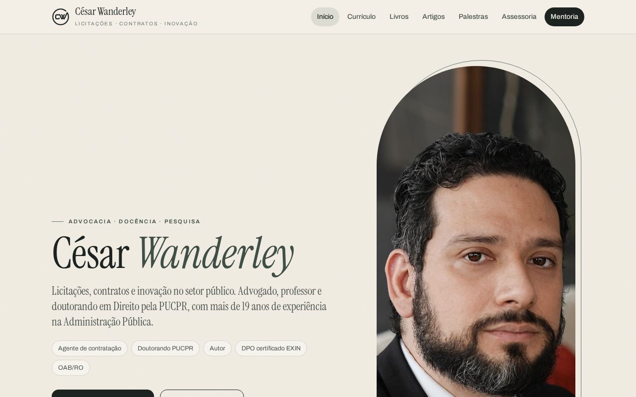 Preview of Site pessoal de César Wanderley: livros, artigos, palestras, mentoria e assessoria