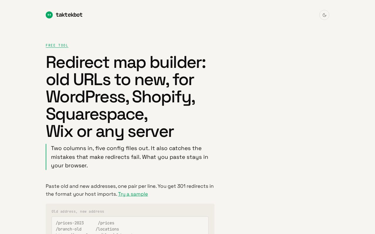 Preview of Redirect Map Builder