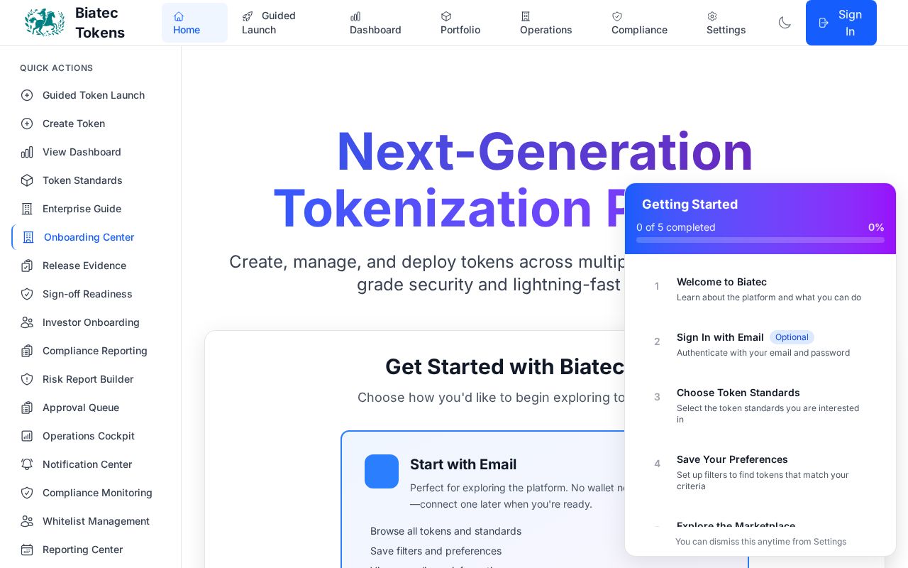 Preview of Biatec Tokenization Platform