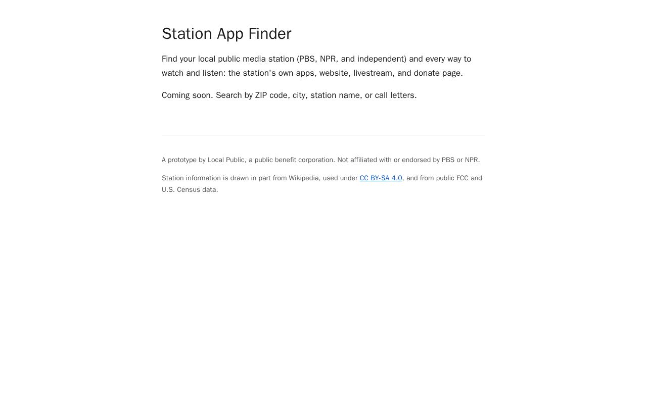 Preview of Station Finder