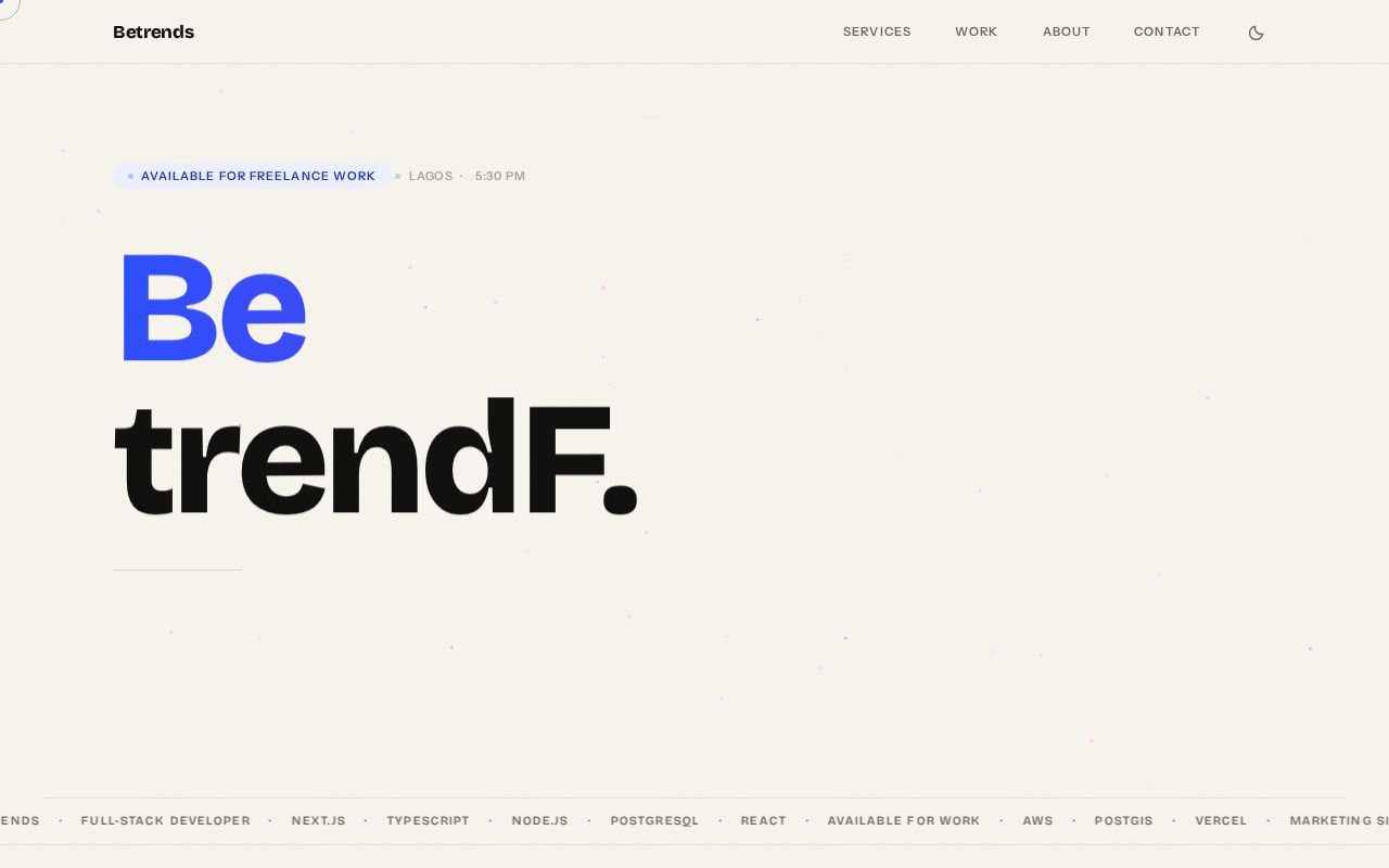 Preview of Betrends — full-stack developer portfolio