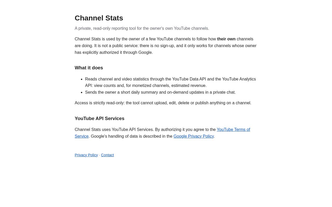 Preview of Channel Stats