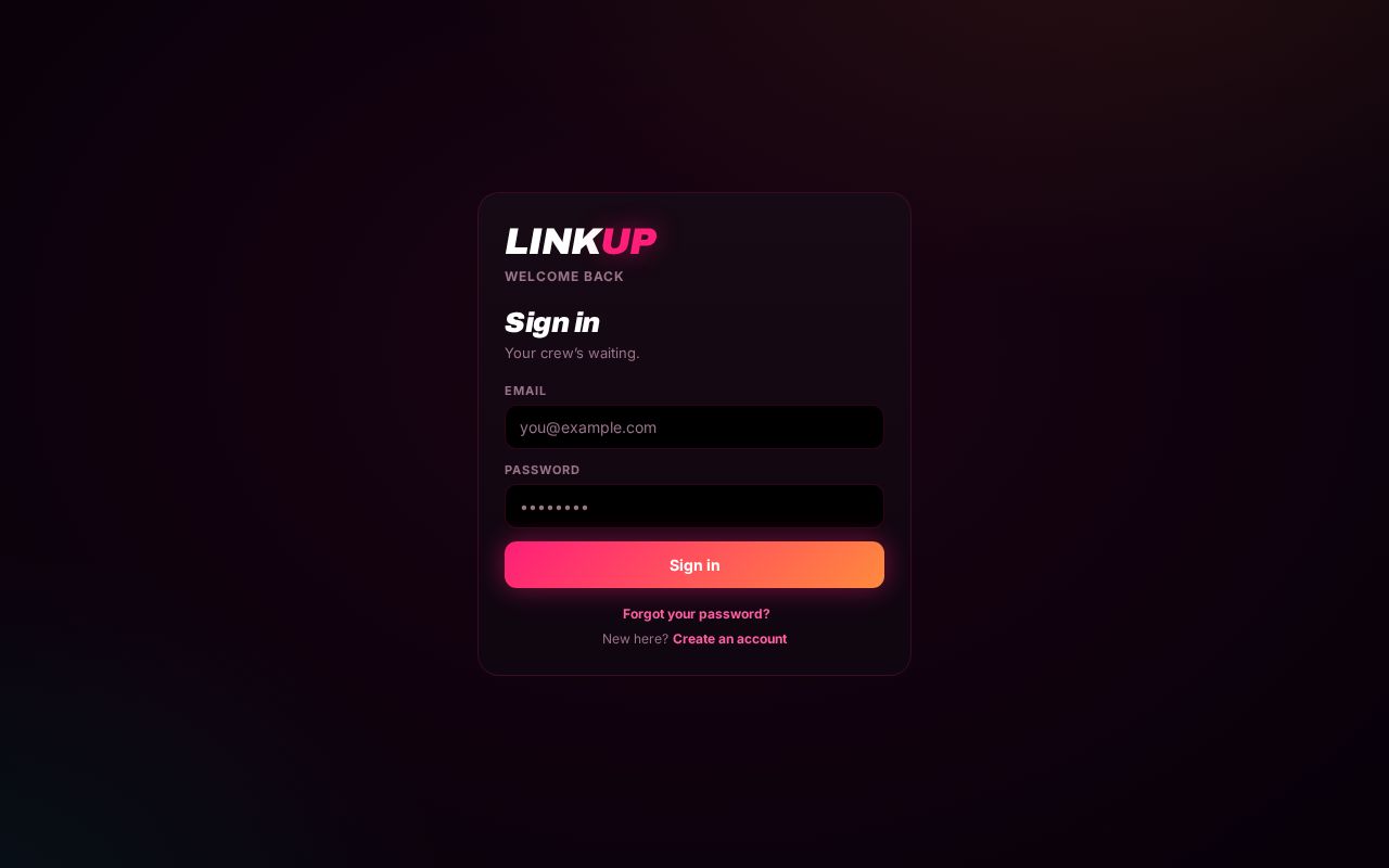 Preview of LinkUp — friends' trip-planning and coordination app