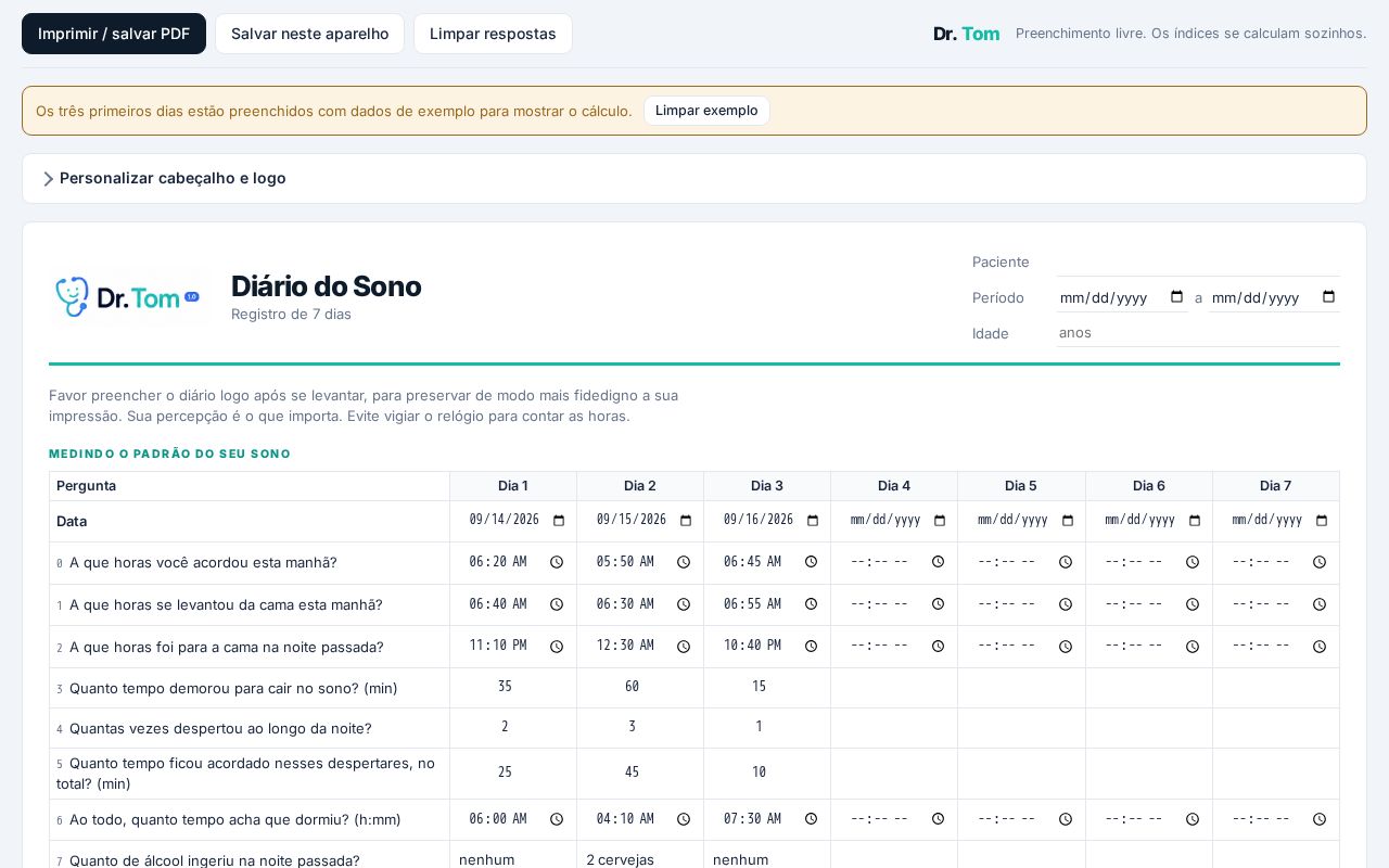 Preview of Dr Tom Diario Do Sono