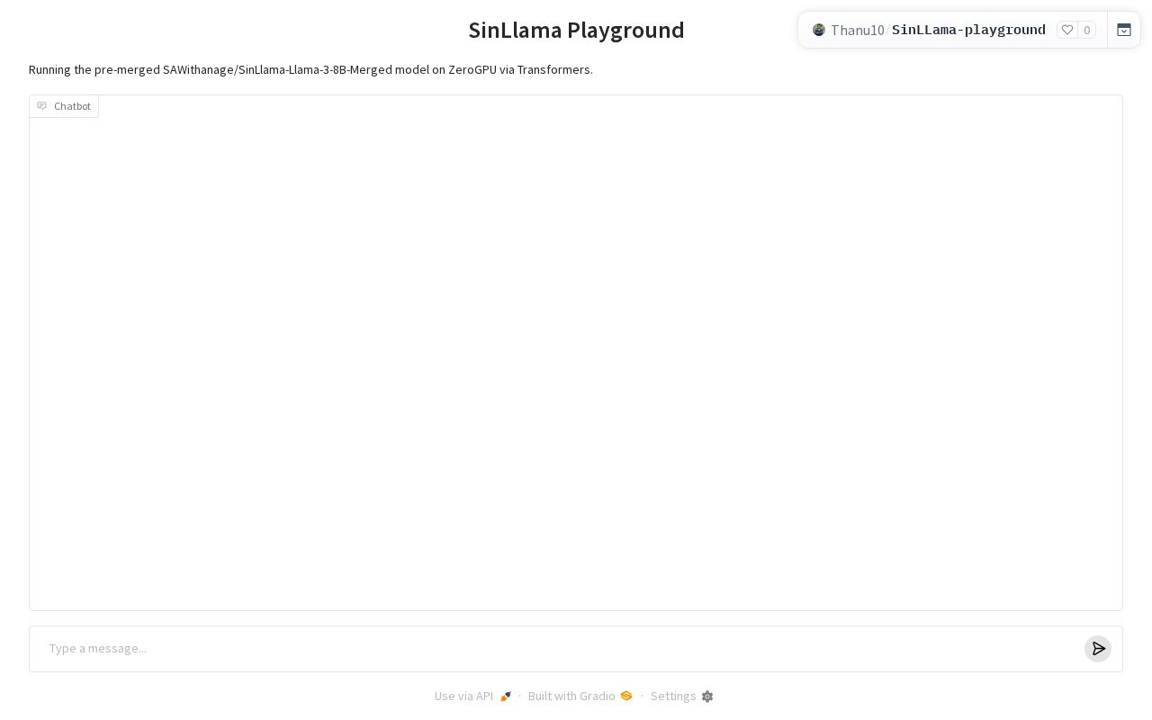 Preview of SinLLama Playground