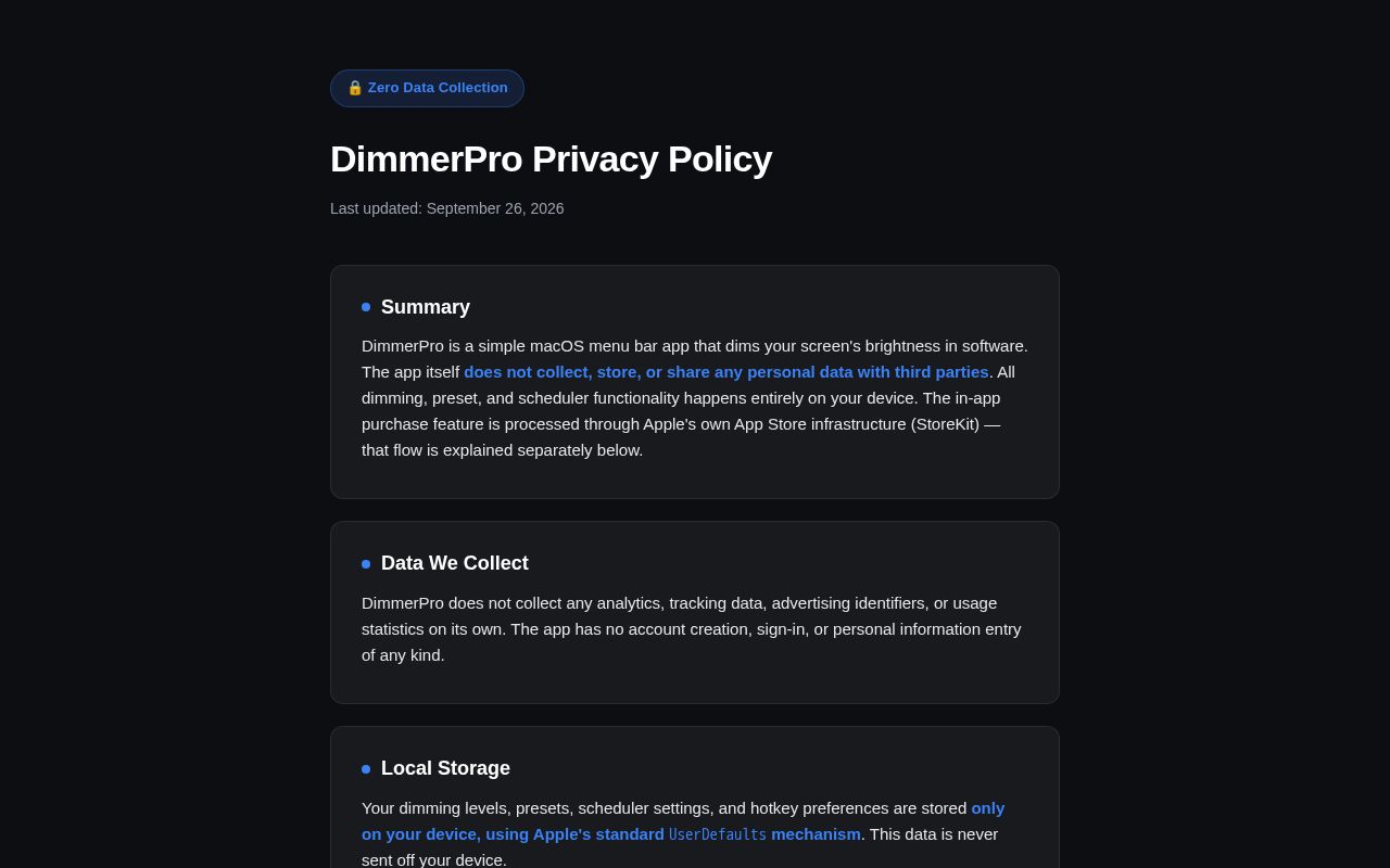 Preview of Dimmerpro Privacy