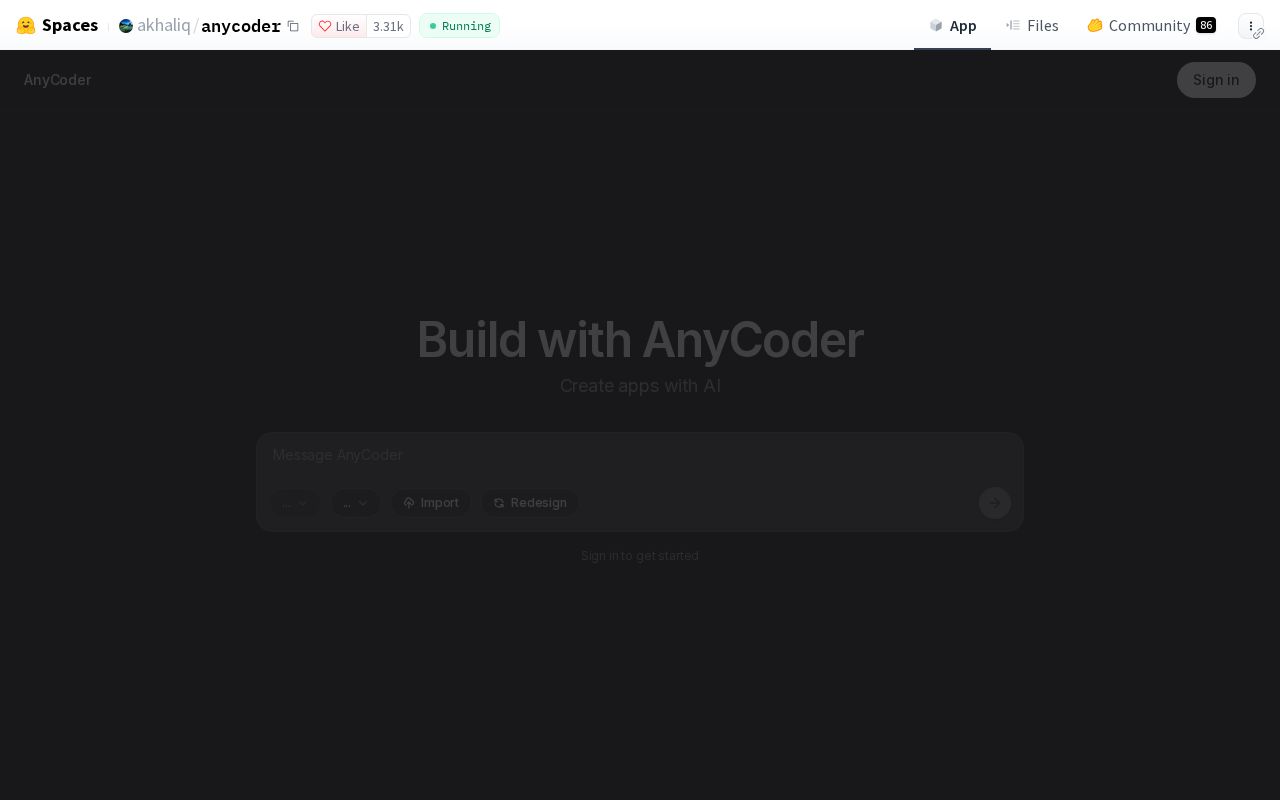 Preview of AnyCoder