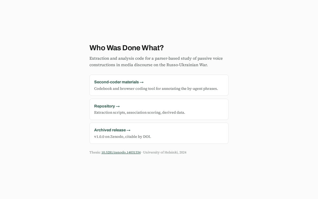 Preview of Who Was Done What Master S Thesis