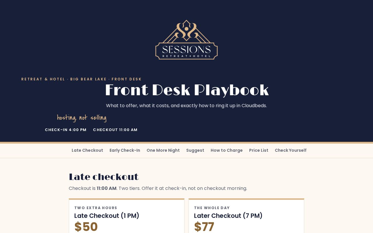 Preview of Sessions Retreat Front Desk Playbook