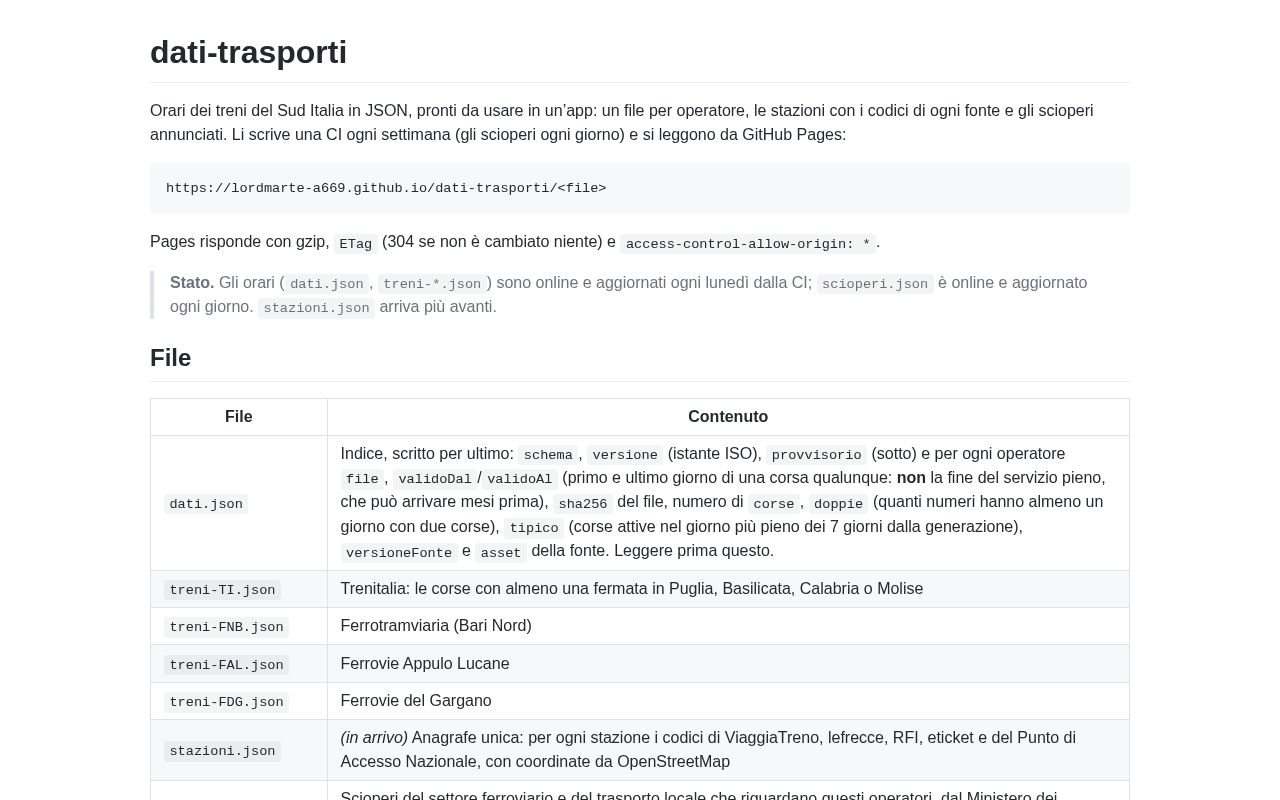 Preview of Dati Trasporti