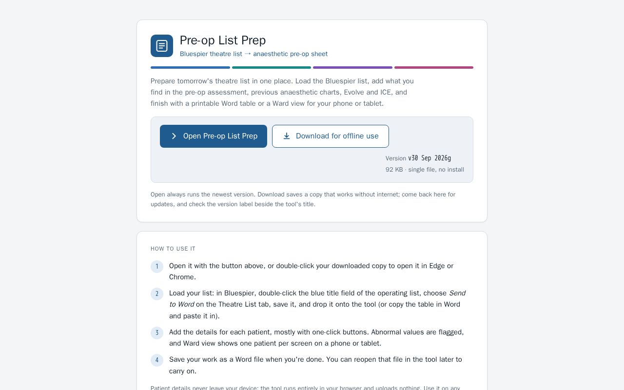 Preview of Preop List Prep