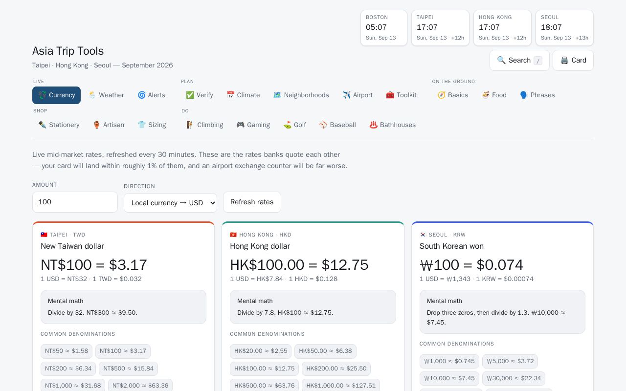 Preview of Travel Tools