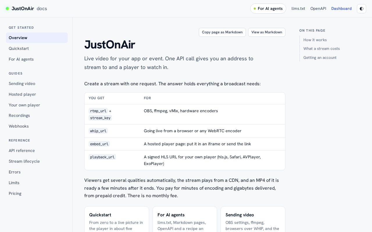 Preview of JustOnAir docs