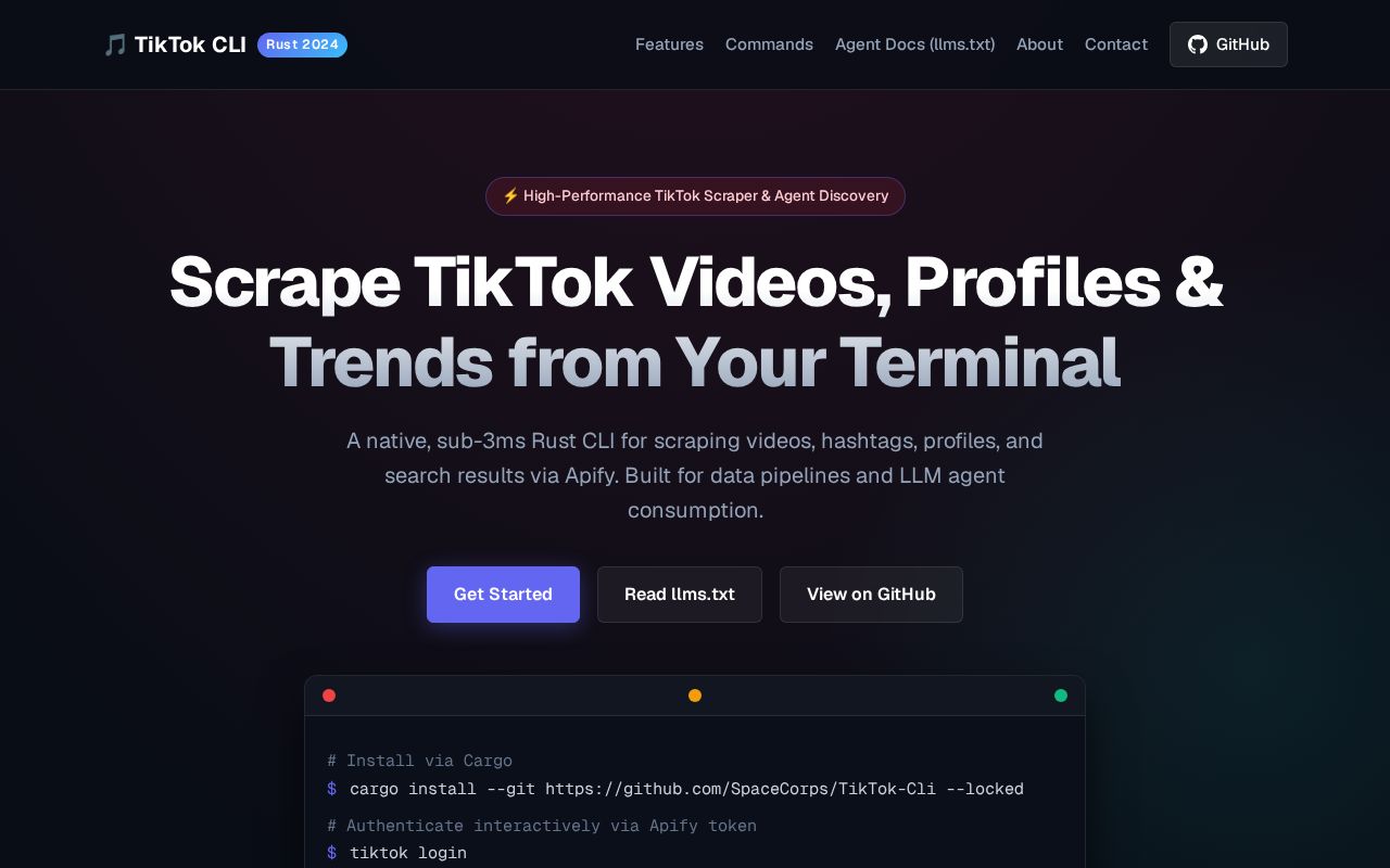 Preview of TikTok Cli